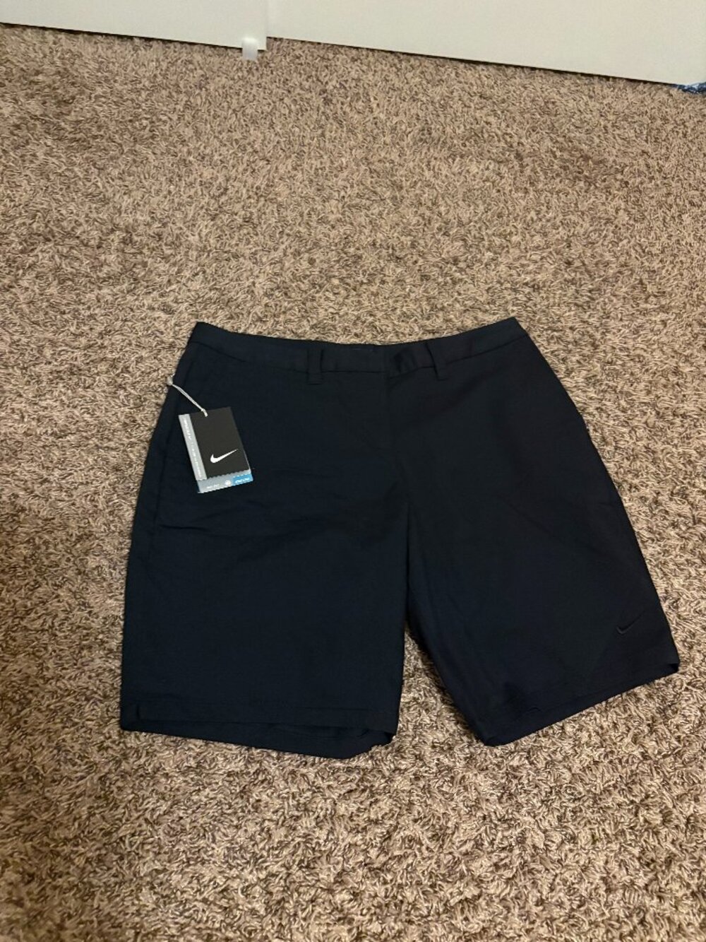 Nike Golf Shorts Size 6 Solid Black Dri-Fit Cotton Polyester Zip Fly Pockets NWT